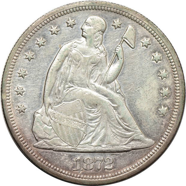 1846-O and 1872 Seated dollar, plus an 1875-S Trade dollar, as described