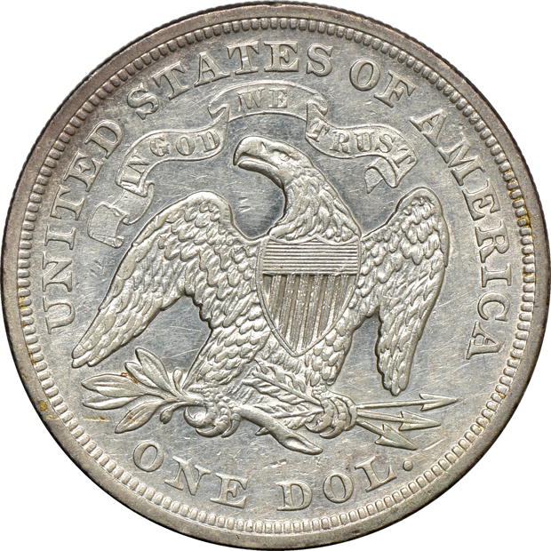 1846-O and 1872 Seated dollar, plus an 1875-S Trade dollar, as described