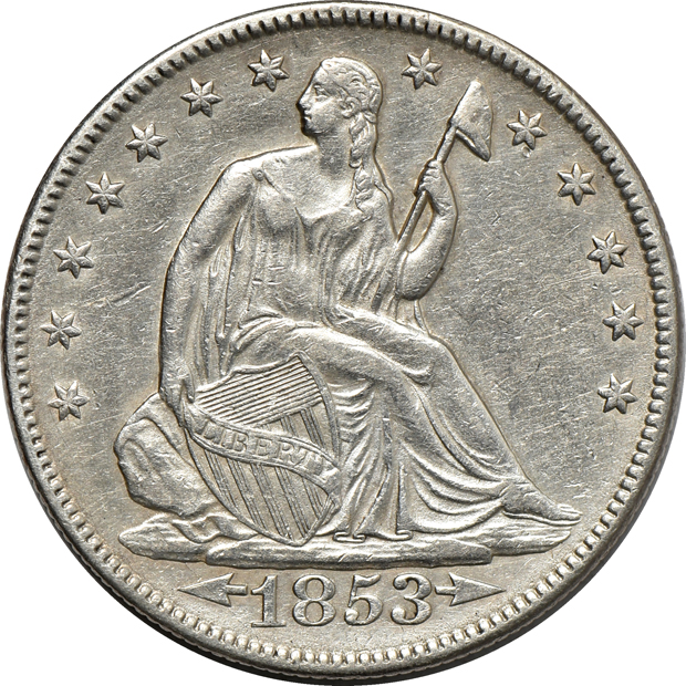 Five Seated Liberty half-dollars