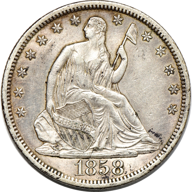 Five Seated Liberty half-dollars