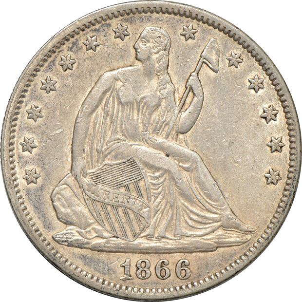 Five Seated Liberty half-dollars