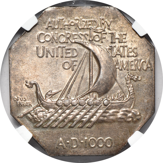 1854 w/arrows Seated Liberty quarter AU-50, and a 1925 Norse medal, thick, MS-64, both NGC