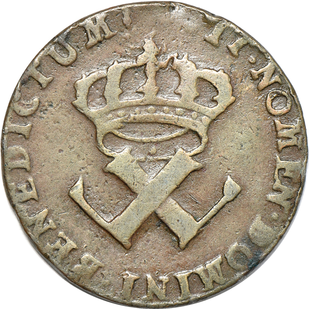 French Colonies - La Rochelle Mint 1721, 1722, and 1767  9 deniers, as described