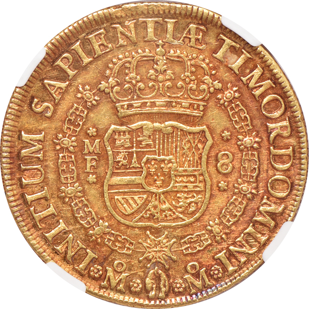 Mexico - 1734-MO MF 8 Escudos - NGC AU-55