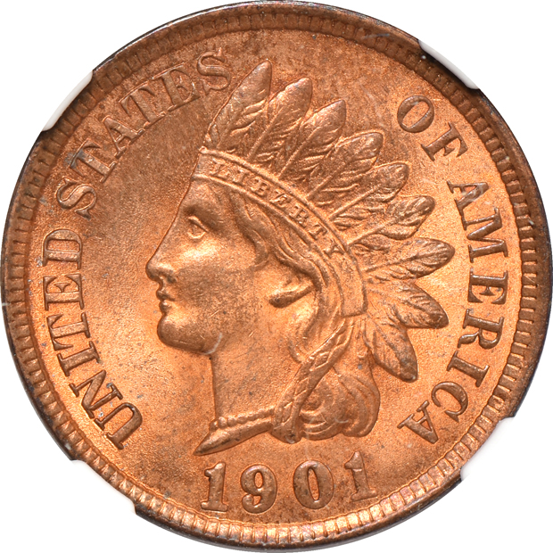 Four Indian Head cents certified by NGC