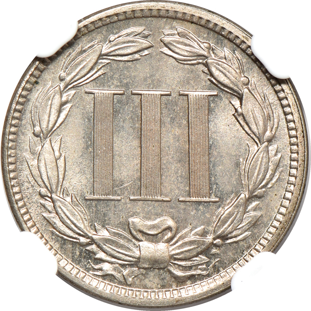 1883 Hawaii ten-cent piece XF-40, and an 1883 three-cent nickel PR-65, both NGC