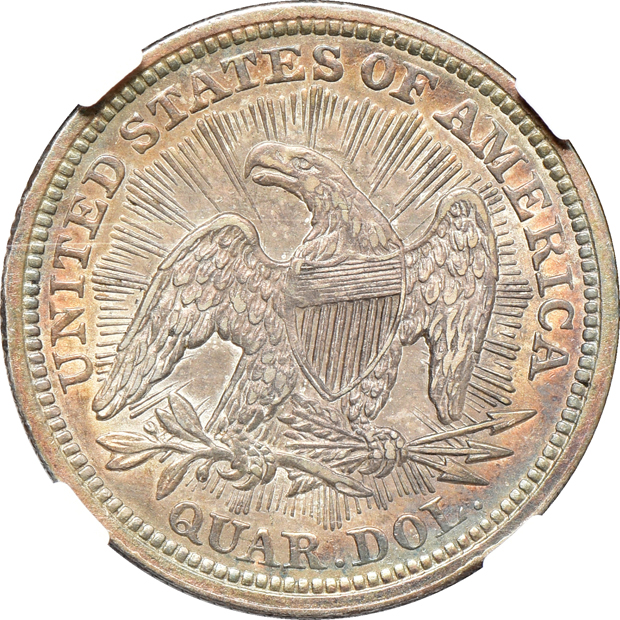 1883 Arrows and Rays Liberty Seated quarter AU-53, 1928-D Standing Liberty quarter MS-62, and a 1935-S Boone silver commemorative half-dollar MS-65, all NGC