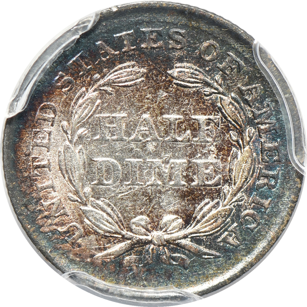 1856 half-dime AU-58, plus two dimes:  1879 PR-63, and an 1885 AU-58, all PCGS