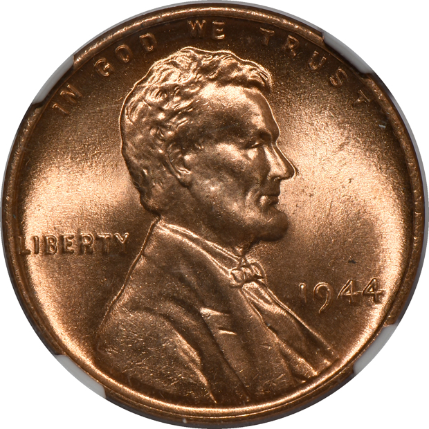 Seven Lincoln cents certified MS-67 RD by NGC