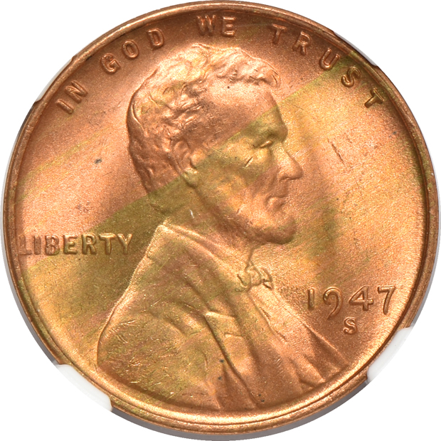 Forty-five Lincoln cents certified MS-65 RD or MS-66 RD by NGC