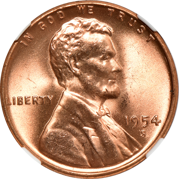 Forty-five Lincoln cents certified MS-65 RD or MS-66 RD by NGC