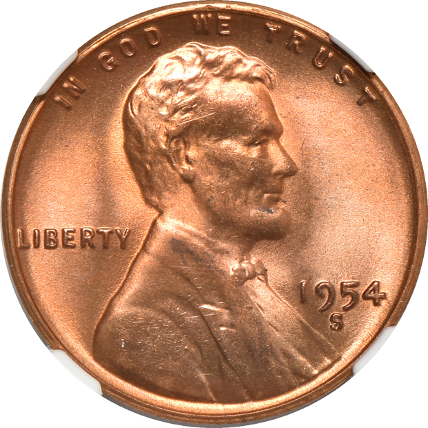 Forty-five Lincoln cents certified MS-65 RD or MS-66 RD by NGC