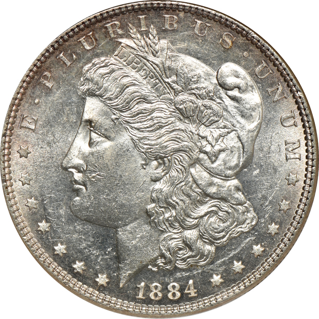 Nine certified Morgan silver dollars with VAM attribution