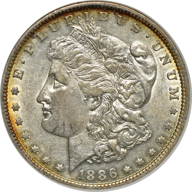 Nine certified Morgan silver dollars with VAM attribution