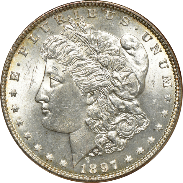 Nine certified Morgan silver dollars with VAM attribution