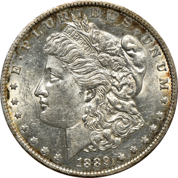 Six Morgan silver dollars