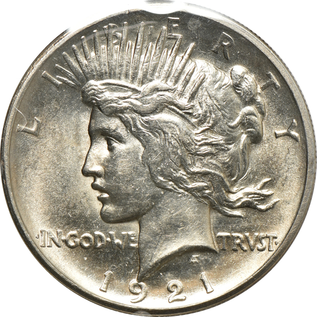 Eleven Peace silver dollars 