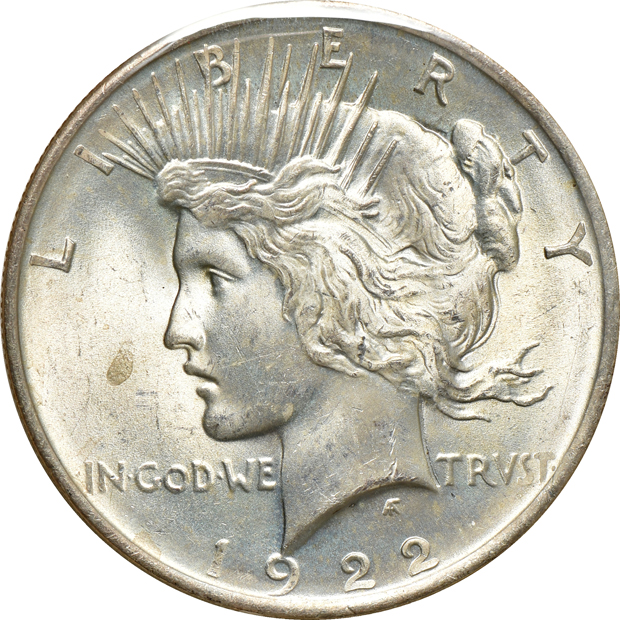 Eleven Peace silver dollars 