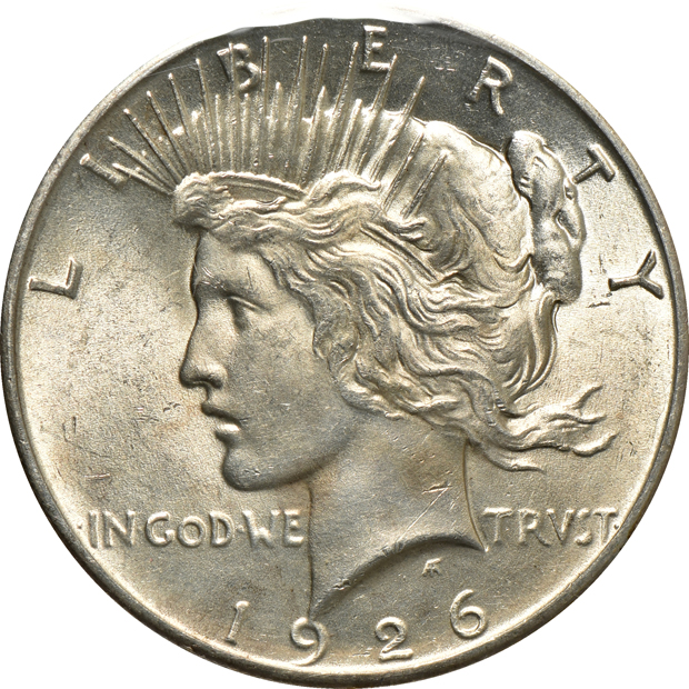 Eleven Peace silver dollars 