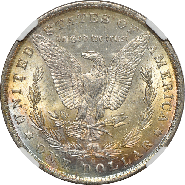 1884-O Morgan silver dollar NGC MS-66, 1893 Morgan silver dollar NGC XF-45, and a 1986 Proof Silver Eagle PCGS PR70DCAM