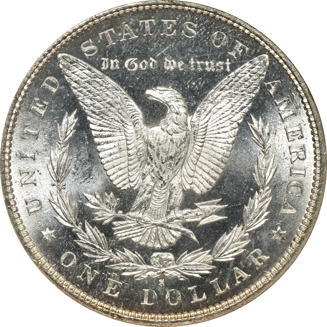 1880-S MS-66 PL, 1882-S MS-66, and an 1886 MS-66, all NGC