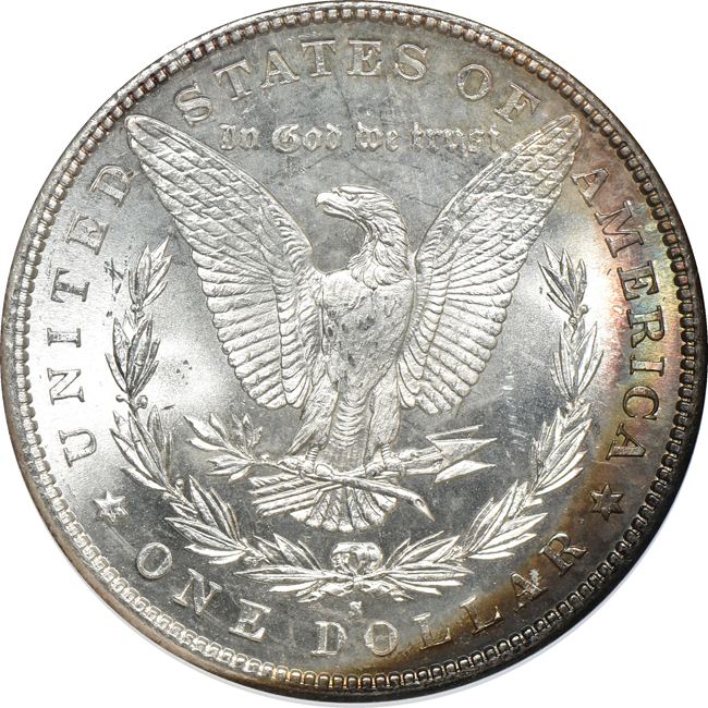 1880-S MS-66 PL, 1882-S MS-66, and an 1886 MS-66, all NGC
