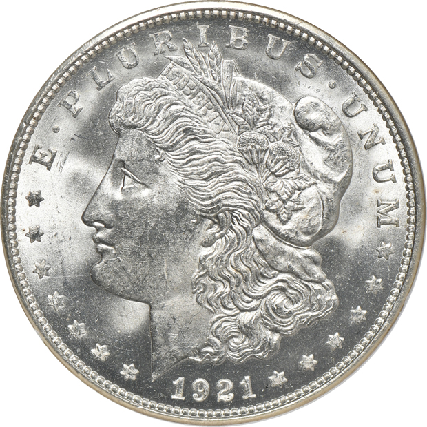 1921-D Morgan MS-66, and a 1921-S Morgan MS-65, both NGC
