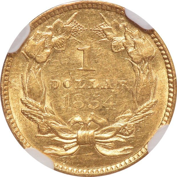 1854 Type 2 AU-55, and an 1857 AU-58, both NGC