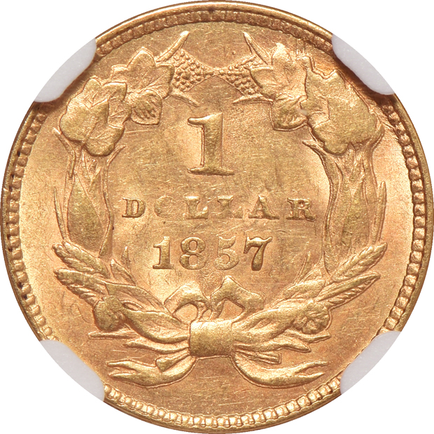 1854 Type 2 AU-55, and an 1857 AU-58, both NGC