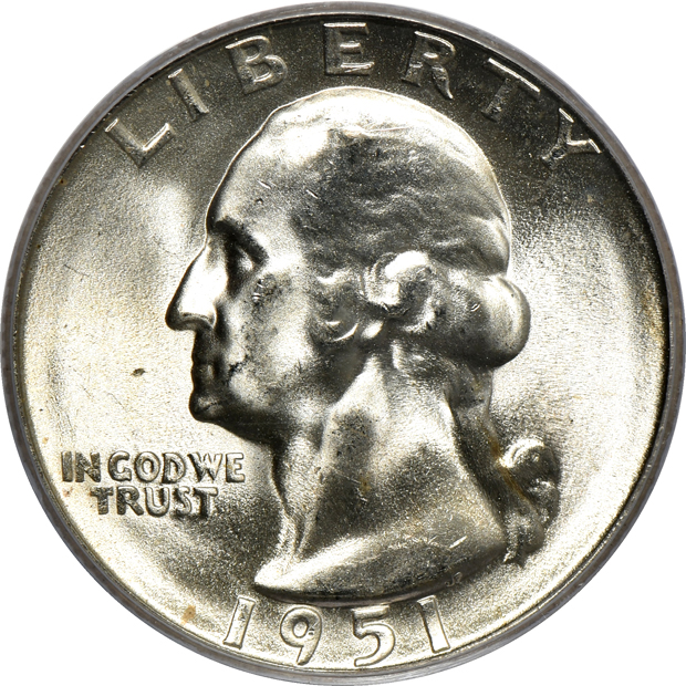 Collection of fifty-nine Washington quarters, 1941 through 1964-D, all PCGS MS-65