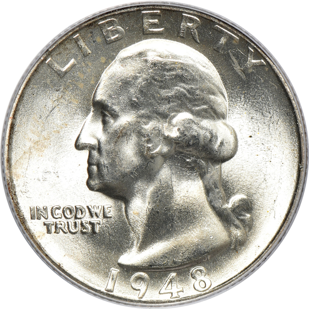 Collection of fifty-nine Washington quarters, 1941 through 1964-D, all PCGS MS-65