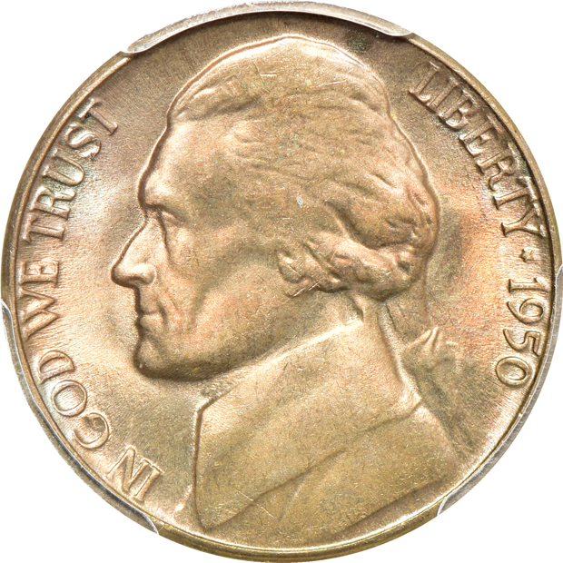 Twenty-three Jefferson nickels certified by PCGS