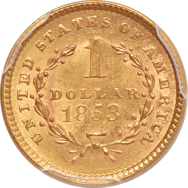 1853 MS-63, and an 1854 Type 1 MS-62, both PCGS