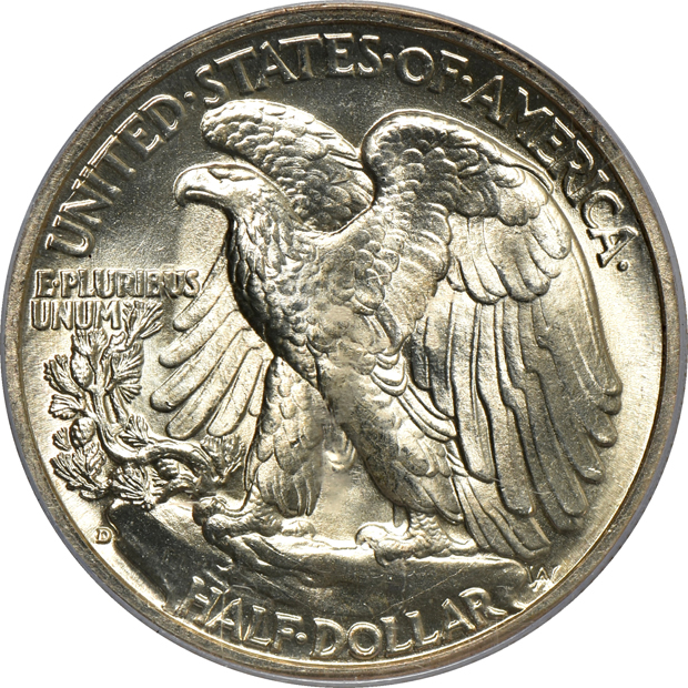 Thirteen Walking Liberty half dollars certified by PCGS