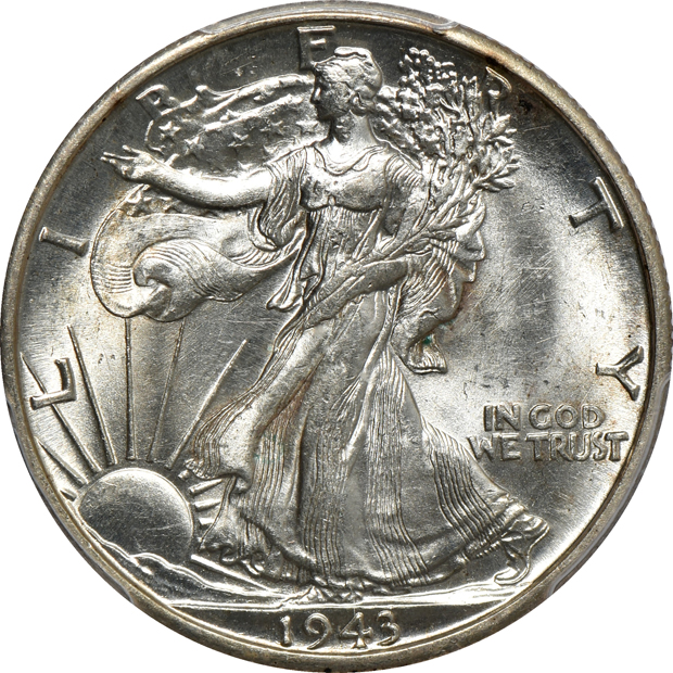 Thirteen Walking Liberty half dollars certified by PCGS