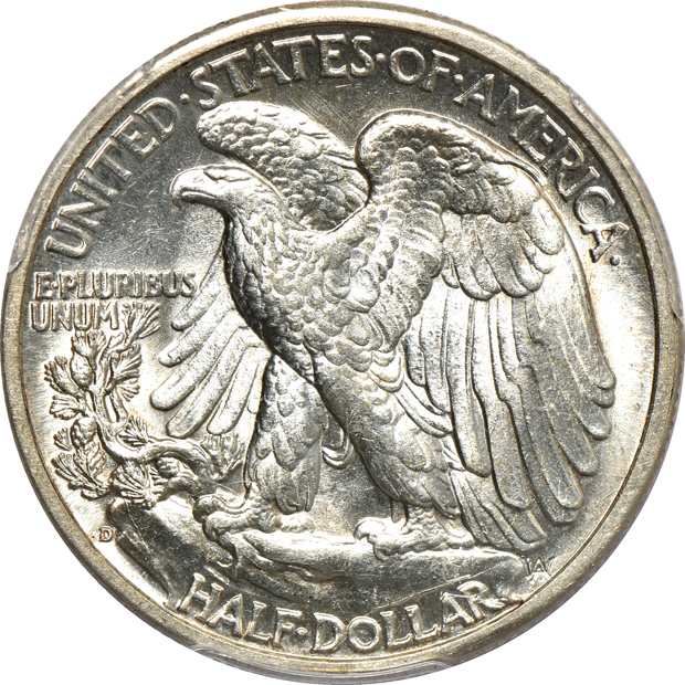 Thirteen Walking Liberty half dollars certified by PCGS