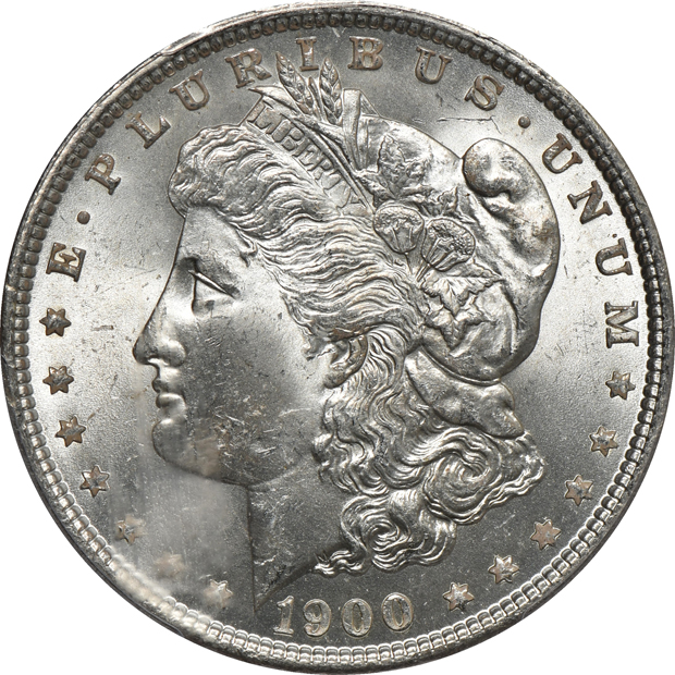 Seven Morgan silver dollars, eight Eisenhower dollars, and a 2005-W Proof silver eagle, all PCGS