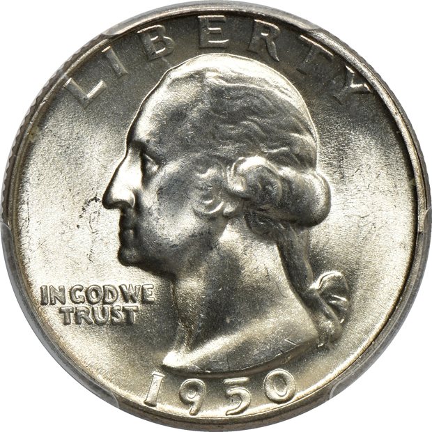 Seventeen Washington quarters certified by PCGS