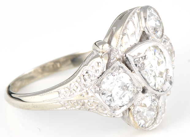 14K White Gold Diamond Ring 