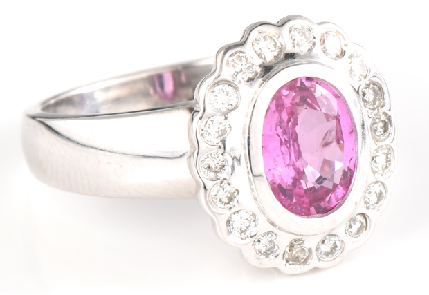 18K White Gold and Pink Sapphire Ring