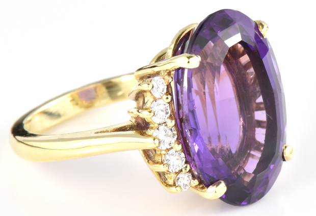 18K Yellow Gold Amethyst Ring 