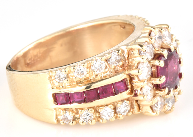 14K Yellow Gold Ruby and Diamond Ring