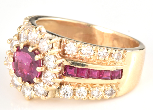 14K Yellow Gold Ruby and Diamond Ring