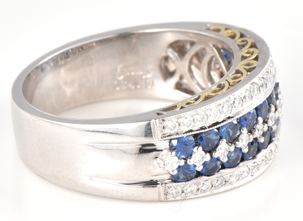 18K White Gold Diamond and Sapphire Band