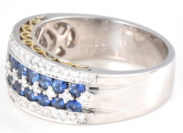 18K White Gold Diamond and Sapphire Band
