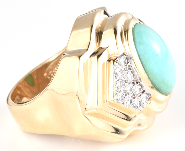 14K Yellow Gold Turquoise Ring 