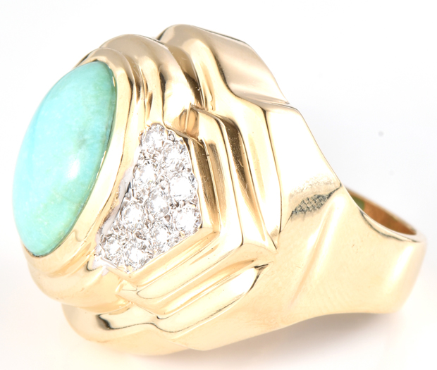14K Yellow Gold Turquoise Ring 