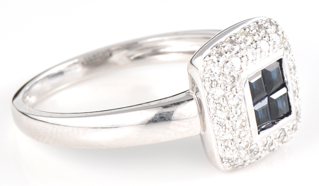 14K White Gold Sapphire and Diamond Ring