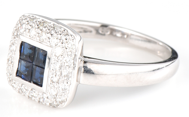 14K White Gold Sapphire and Diamond Ring