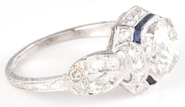 Platinum Vintage Diamond Ring with a 1.19 Carat Round Diamond, GIA #2205288867